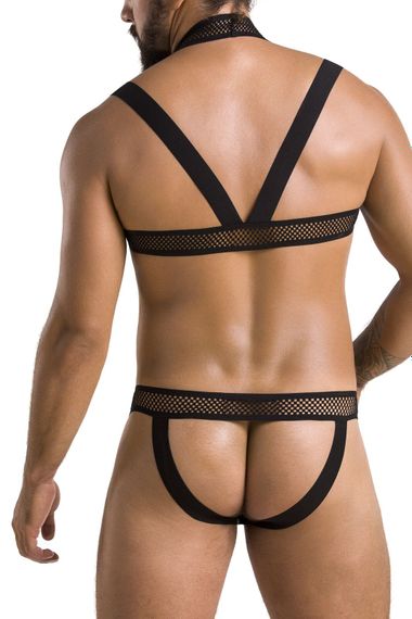 Комплект открытые трусы и портупея на грудь Passion 043 SET JACOB, Черный, L, XL, L/XL | Зображення 1