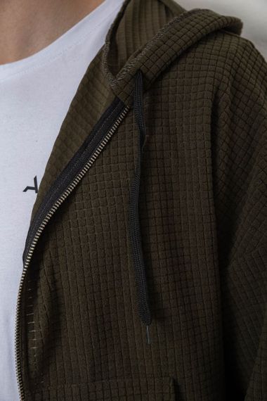 Кофта чоловіча на блискавці з капюшоном, колір хакі, 238R103-1 | Зображення 4