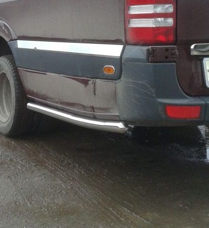 Бічні труби за заднім колесом (2 шт., нерж) Long, 60мм для Volkswagen Crafter 2006-2017рр | Зображення 4