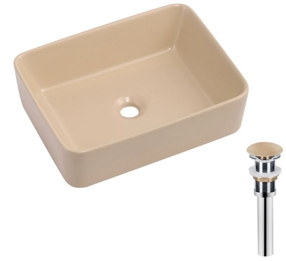 Раковина накладна Qtap Tern Beige, прямокутна, з донним клапаном QT17116069SB | Зображення 5