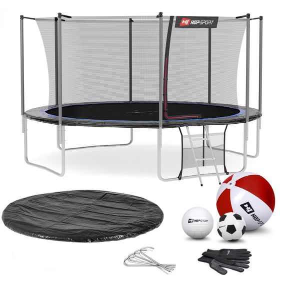 Батут Hop-Sport 14ft (427см) чорно-синій з внутрішньою сіткою