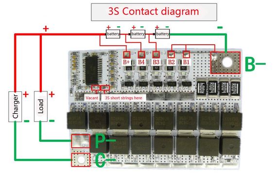Плата BMS 3S/4S/5S 100A для зарядки Li-ion LMO аккумуляторов с защитой | Зображення 1