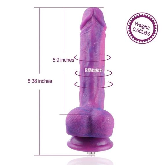 Фалоімітатор 8.2″ з вібрацією для секс-машин Hismith Purple Silicone Dildo with Vibe, KlicLok | Зображення 2