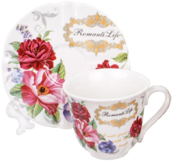 Кавова чашка Romantic Life 90мл із блюдцем у подарунковій коробці | Зображення 1