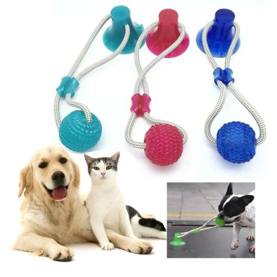 Интерактивная игрушка для собак и кошек канат на присоске с мячом Pet molar toys Интерактивная игрушка для | Зображення 2