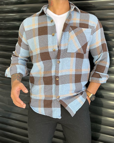 Теплая рубашка Рио голубой S