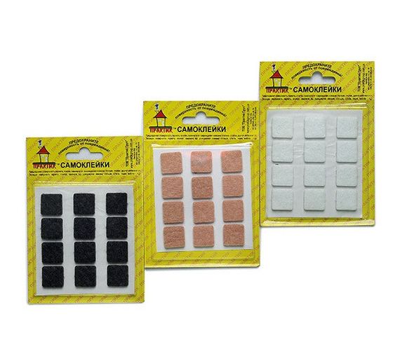 Підп'ятник самоклеючий м'який квадратний 20х20 мм (12 шт. в уп.)