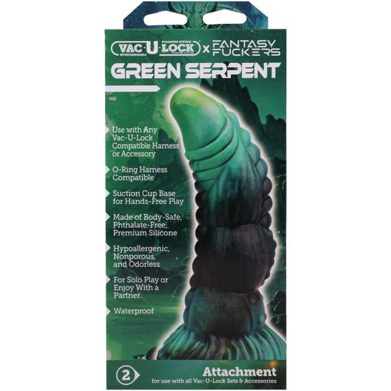 Фентезійний фалоімітатор Doc Johnson Vac-U-Lock x Fantasy Fuckers Green Serpent Sex Aura | Зображення 6
