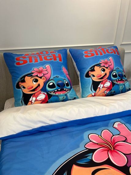 Постільна білизна 3D полуторна з мікросатину Стіч 31386 150х215 см 70х70 см | Зображення 3