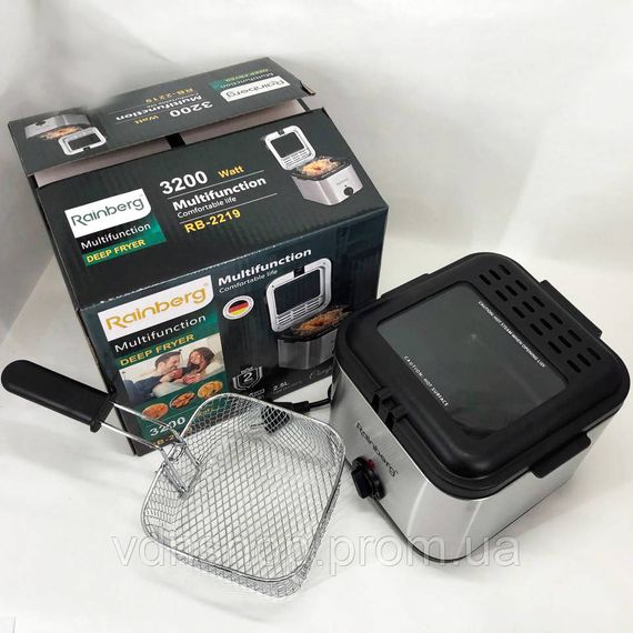 Фритюрниця для дому Rainberg RB-2219 з терморегулятором та знімною чашею електрофритюрниця міні фритюрниця FG-57 | Зображення 1