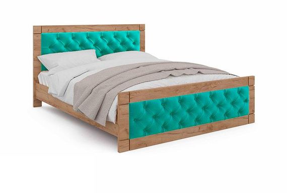 Кровать Natali 160х200 см Дуб Тахо/велюр Light Teal (светло бирюзовый) выбор цвета обивки | Зображення 4