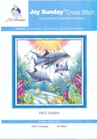 Набір для вишивання за нанесеною на канву схемою "Dolphin". AIDA 14CT printed 36*36 см | Зображення 1