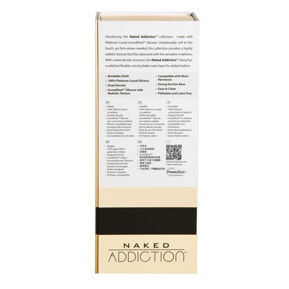Фаллоимитатор Naked Addiction — 9″ Silicone Dual Density Bendable Dildo Vanilla, вибропуля в подарок | Зображення 9