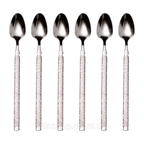 Набір десертних ложок 6 штук з нержавіючої сталі 20 (см) Срібло HP-8-38 | Зображення 1