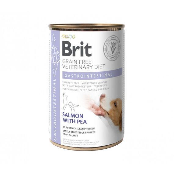Вологий корм Brit Grain Free Veterinary Diets Gastrointestinal для дорослих собак при проблемах з травленням з лососем та зе