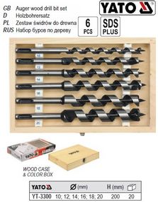 Набор сверла YATO свердла спиральни по дереву Ø=10-20 мм l=200 мм 6 штук YT-3300