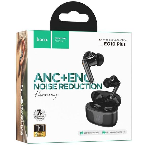 Бездротові TWS навушники Hoco EQ10 Plus Harmony ANC+ENC Black | Зображення 2