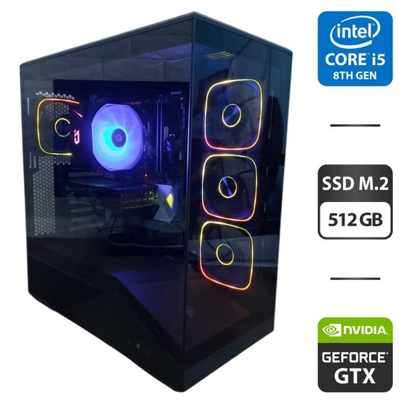 Ігровий ПК 1stPlayer GM7 Tower / Intel Core i5-8400 (6 ядер по 2.8 - 4.0 GHz) / 16 GB DDR4 / 512 GB SSD M.2 / nVidia GeForce GTX 1660 Super, 6 GB GDDR6, 192-bit / 500W / Windows 11 Pro б/в
