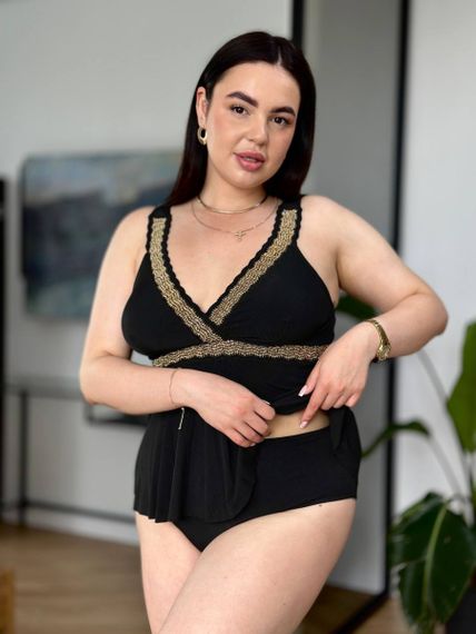 Розкішний чорний купальник танкіні для дівчат PLUS SIZE | Зображення 9