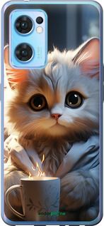 Чохол на Oppo Reno7 5G Білий кіт "5646u-2669-2448"