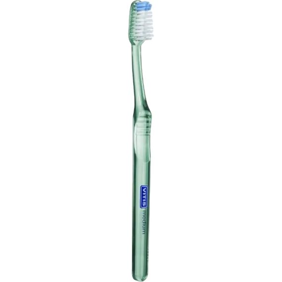 Зубна щітка VITIS MEDIUM зелена, середньої жорсткості + паста VITIS WHITENING, 15 мл (DENTAID) | Зображення 1