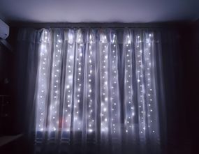 Гирлянда штора 3x2 метра, 200LED, "светодиодные капли" от USB, холодный белый цвет, 8 режимов + пульт