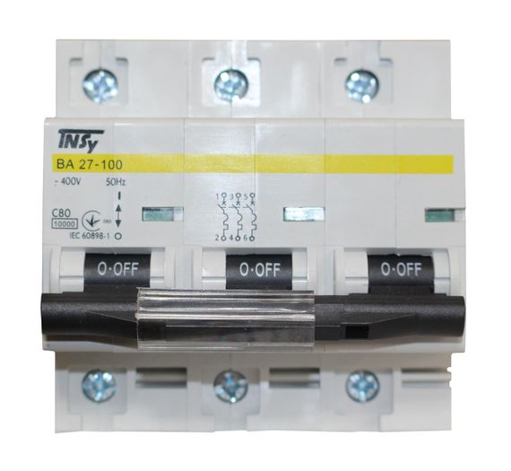 Автоматический выключатель ВА27-100 3Р 80А 10 кА х-ка C Ny95504858 | Зображення 1