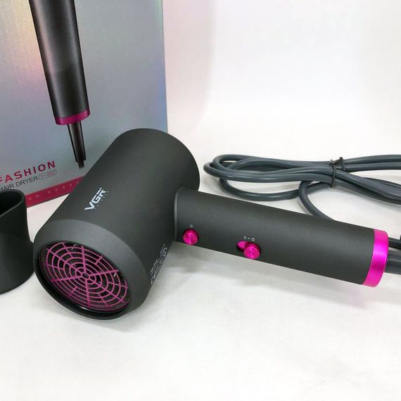 Фен для объемной укладки VGR V-400 2000 Вт, Фен электрический с насадками практичный AX-87 | Зображення 3