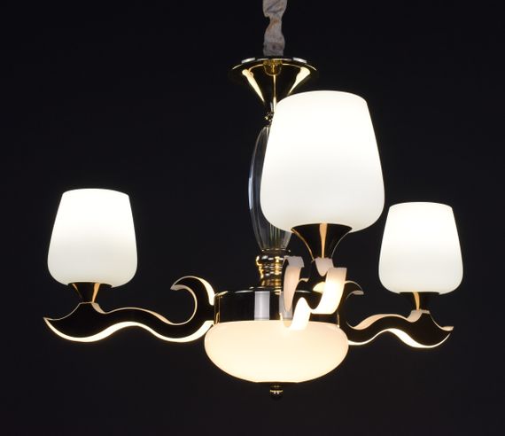 Люстра підвісна на 3 лампочки з пультом 27167 Золото 50-100х62х62 см. | Зображення 5