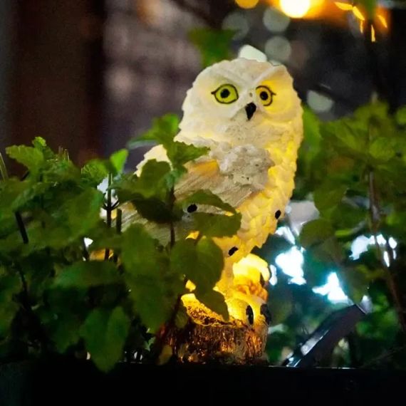 Ліхтар садовий Сова із сонячною панеллю WHITE | Зображення 1