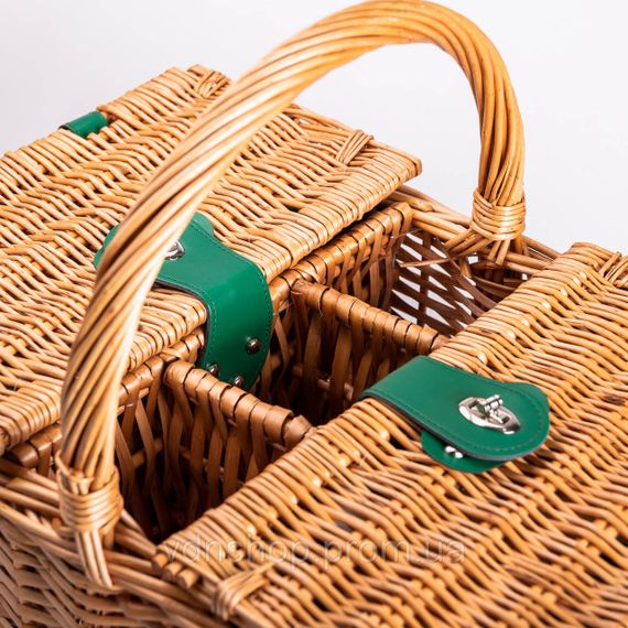 Кошик плетений для пікніка з посудом на 4 персони 48х33х43 см набір посуду туристичний для кемпінгу HP-ZQ-3 | Зображення 5