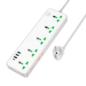 Сетевой фильтр HOCO AC13A на 5 розеток + 3 USB + USB-C, 17W, 220В, кабель 1.5м