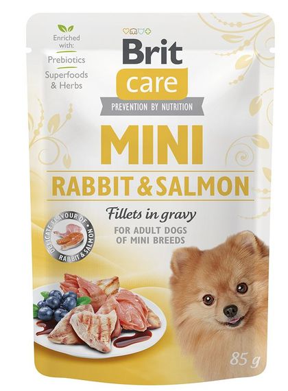 Brit Care Міні Fillets In Gravy Rabbit and Salmon вологий корм з кроликом та лососем для дорослих собак дрібних порід 85 гр