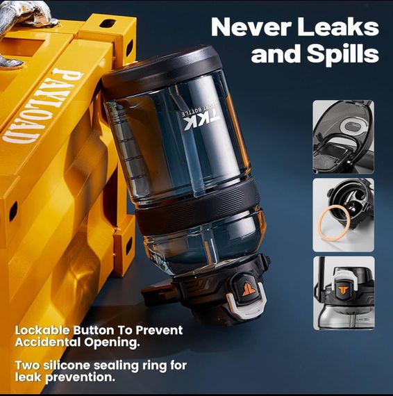 Легка пляшка тританова для води 2000 мл. Чорна | Зображення 3