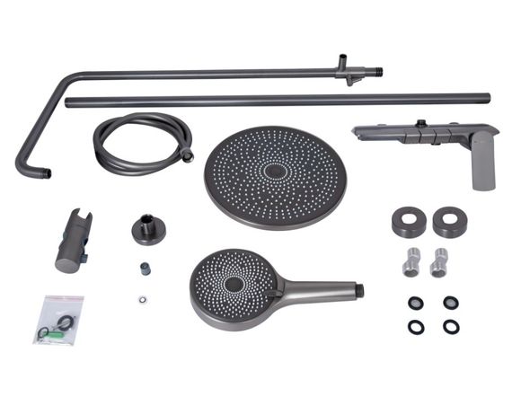 Душова система універсальна Qtap Slavonice Gunmetal Black PVD з виливом QTSLA111GMB45905 | Зображення 2