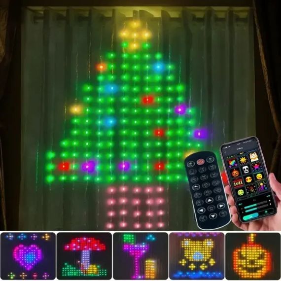 Гірлянда Штора від мережі 3х3 м 400LED RGB + пульт дистанційного керування, SF-1 / Розумна гірлянда з додатком на телефон | Зображення 6