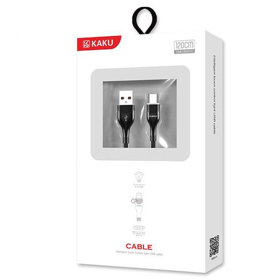 USB кабель Kaku KSC-223 USB - Type-C 1.2m с подсветкой - Black | Зображення 6