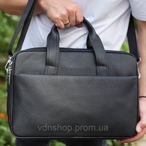 Мужской портфель на плечо 40х28х10, офисный кожаный мессенджер, мужская деловая сумка для города, черный