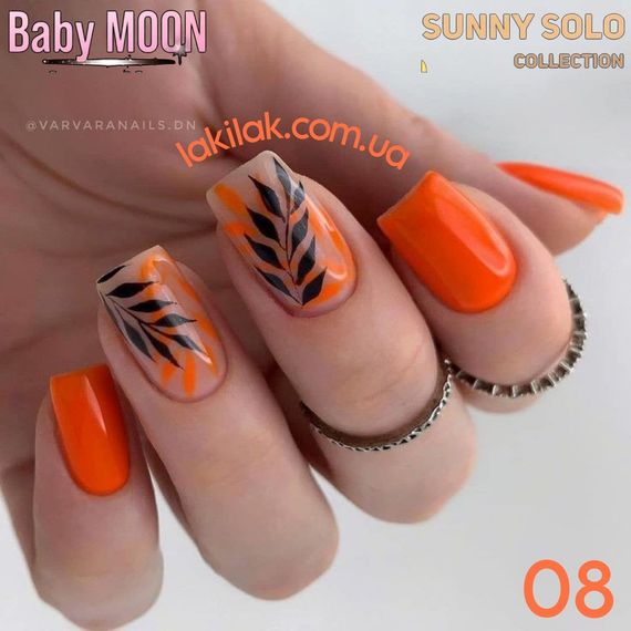 Гель-лак BABY MOON Sunny Solo №08 морквяно-шафрановий, 6 мл
