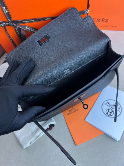 Сумка чорна Hermes Kelly Depeches 25 c887 | Зображення 7