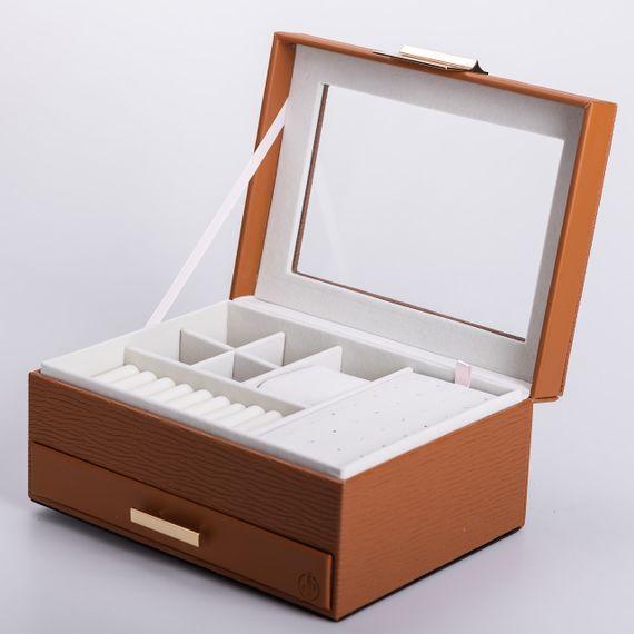 Скринька для прикрас з еко шкіри 2 яруси органайзер для ювелірних виробів