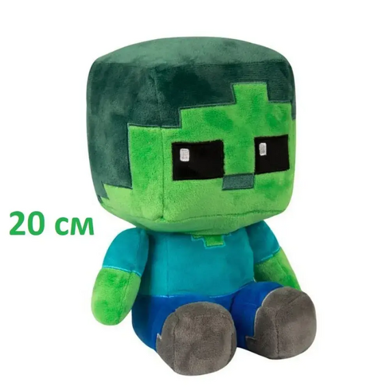 Дитяча іграшка з гри Minecraft Зомбі, що сидить, 22 см, зелений Зомбі Дитинча Майнкрафт | Зображення 3