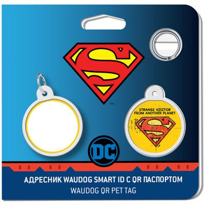 Адресник для животных WAUDOG Smart ID с QR паспортом "Супермен винтаж", круг 25 мм (0625-1011ru-eng) | Зображення 3