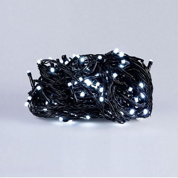 Новорічна гірлянда кімнатна нитка 22 м 220 LED чорний провід Білий W220LED22MBW | Зображення 1