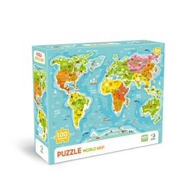 Пазлы классические "Карта мира" 300704, 100 элементов