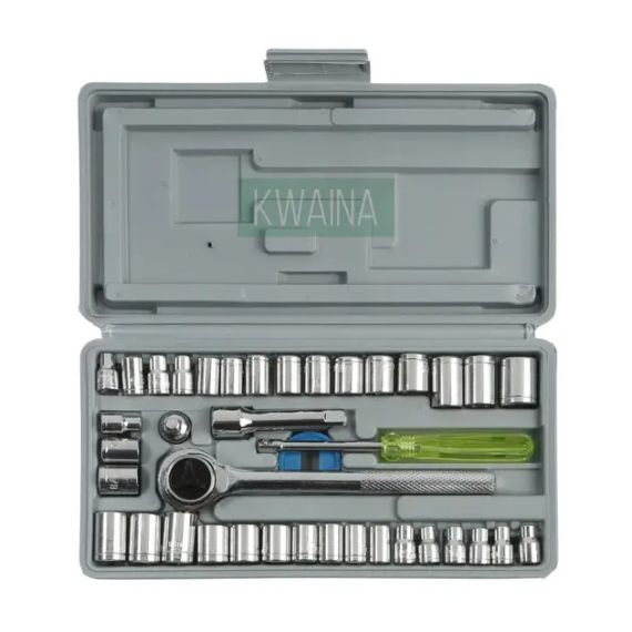 Набір інструментів з 40 предметів у кейсі тріскачка з головками для гаража, будинку, авто | Зображення 1