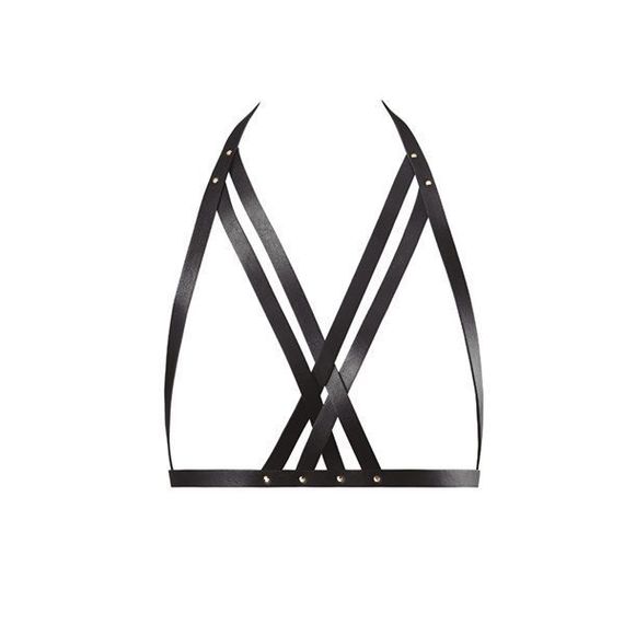Портупея на грудь Bijoux Indiscrets MAZE - Halter Bra Harness, Черный, One Size, ONE SIZE | Зображення 1