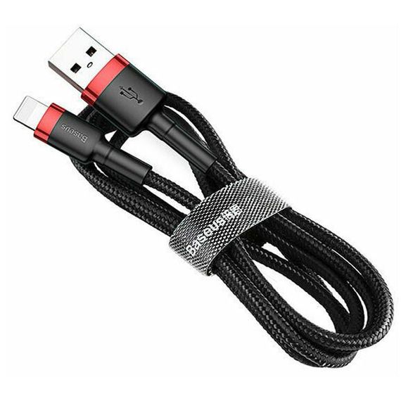 Дата кабель Baseus Cafule Lightning Cable Special Edition 2.4A (1m) (CALKLF-G) Черный / Красный | Зображення 3