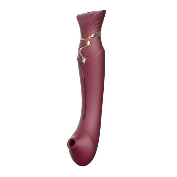 Смартвібратор 3в1 Zalo — Queen Wine Red, пульсівна перлина та вакуум, кристал Swarovski Sex Aura | Зображення 6
