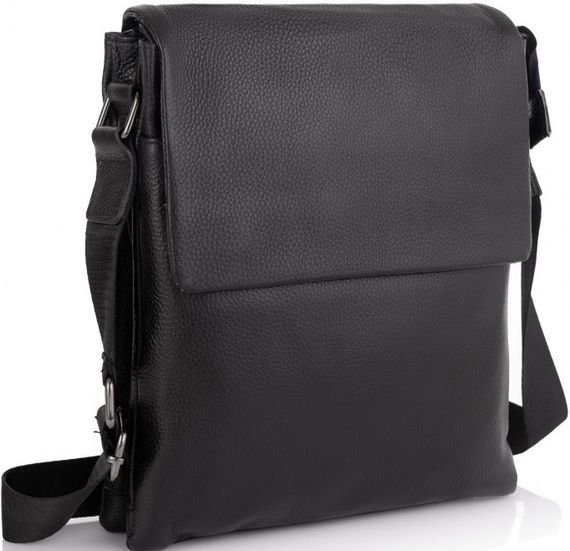 Кожаный мужской мессенджер Tiding Bag  черный